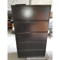 Black Meridian 5 Drawer Lateral File Cabinet, Locking